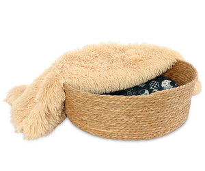 Fluffee Cattail Woven Round Cat Bed